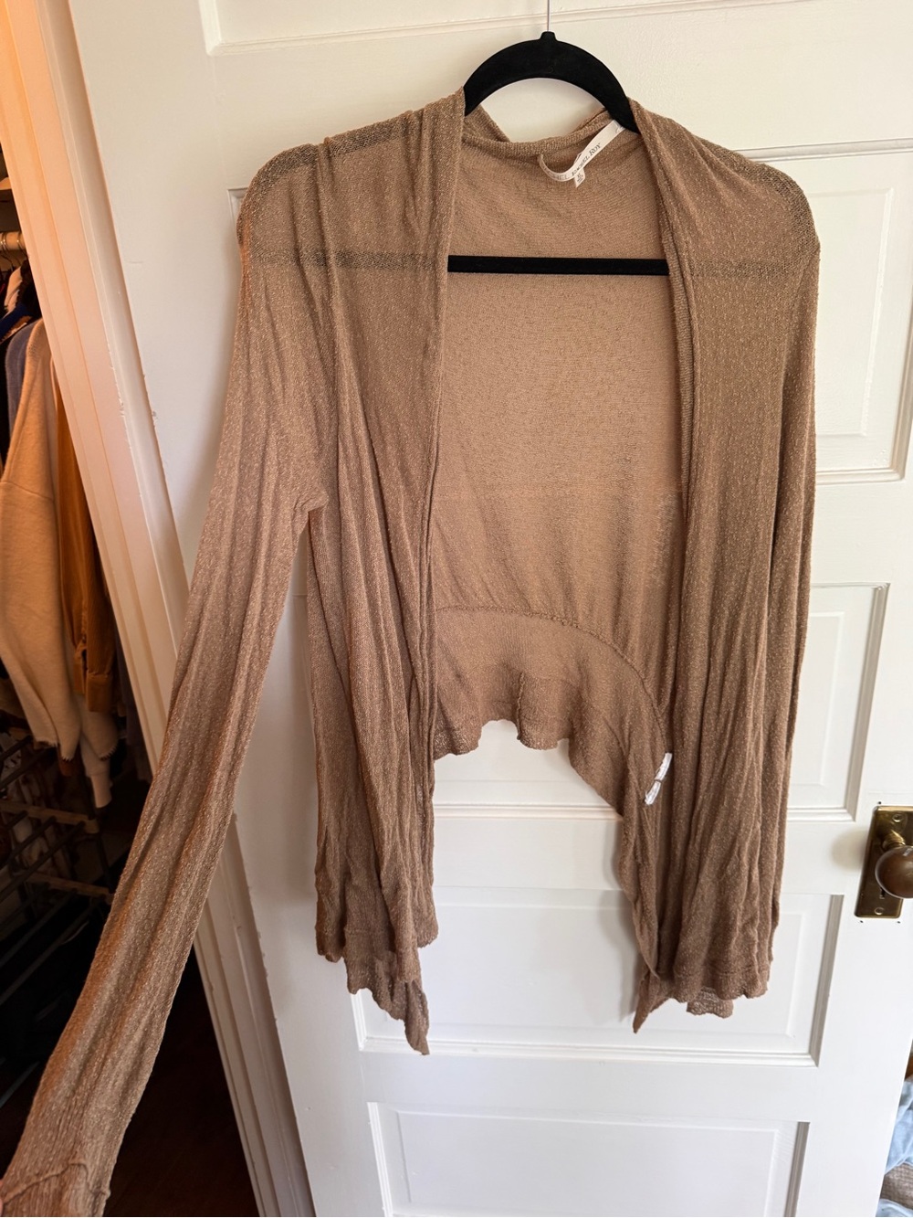 RACHEL Rachel Roy Lightweight Open-Front Cardigan in Tan